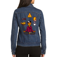 Meditation Games Coffee And Books Ladies Denim Jacket | Artistshot