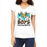 Mom Of Boys Out Numbered Women's V-neck T-shirt | Artistshot