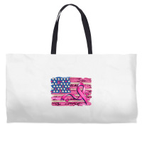 American Flag And  Cancer Ribbon Pattern Weekender Totes | Artistshot