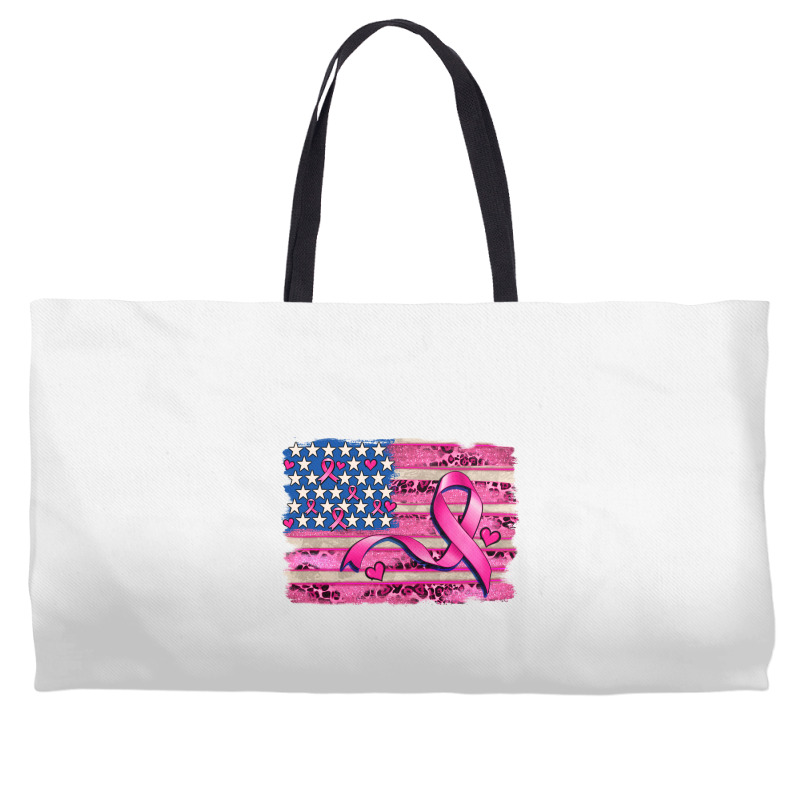 American Flag And  Cancer Ribbon Pattern Weekender Totes | Artistshot