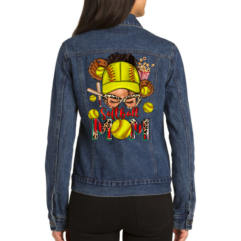 Softball Mom Messy Bun Ladies Denim Jacket by Neo Western | Artistshot