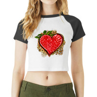 Strawberry Heart Raglan Crop Top | Artistshot