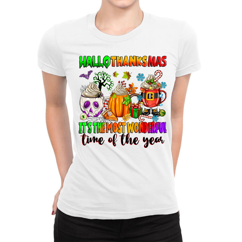 Hallothanksmas It's The Most Wonderful Time Ladies Fitted T-Shirt by Neo Western | Artistshot