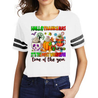 Hallothanksmas It's The Most Wonderful Time Scorecard Crop Tee | Artistshot