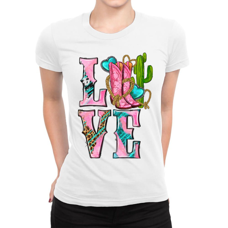 Western Love Cowgirl With Boots Ladies Fitted T-Shirt by Neo Western | Artistshot