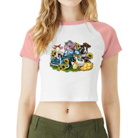 Farm Animals Truck Raglan Crop Top | Artistshot