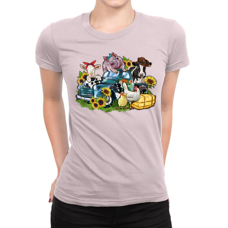 Farm Animals Truck Ladies Fitted T-Shirt by Zillion Design Studio | Artistshot