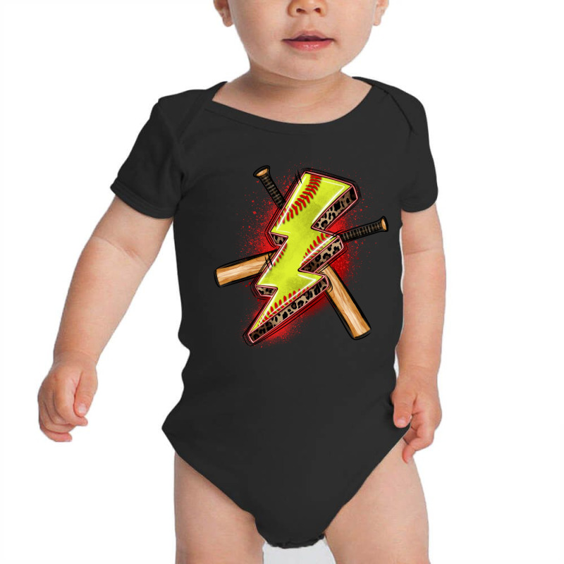 Softball Lightning Bolt Baby Bodysuit by Zillion Design Studio | Artistshot