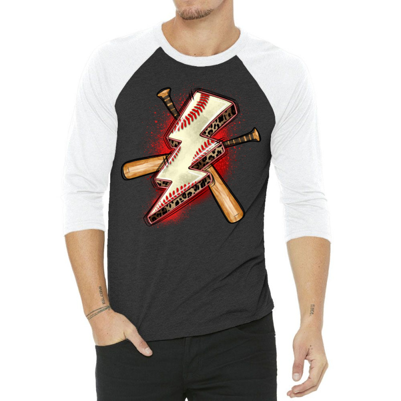 Baseball Lightning Bolt 3/4 Sleeve Shirt by Zillion Design Studio | Artistshot