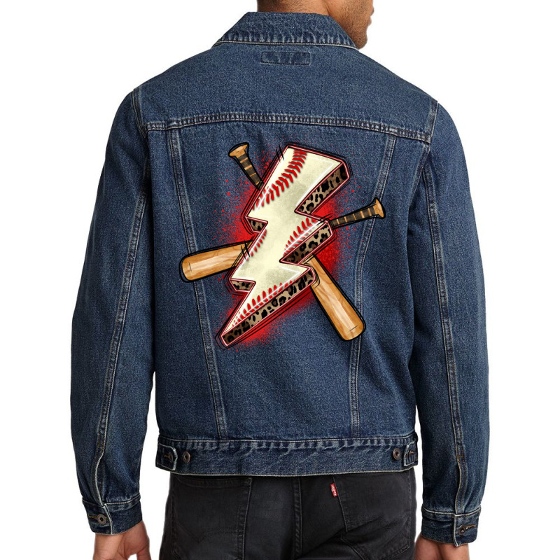 Baseball Lightning Bolt Men Denim Jacket by Zillion Design Studio | Artistshot