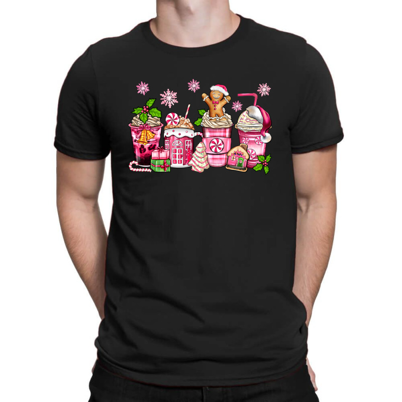 Pink Christmas Coffee Cups T-shirt | Artistshot