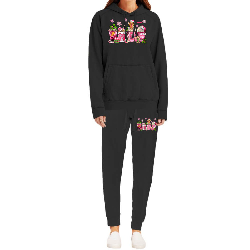 Pink Christmas Coffee Cups Hoodie & Jogger Set | Artistshot