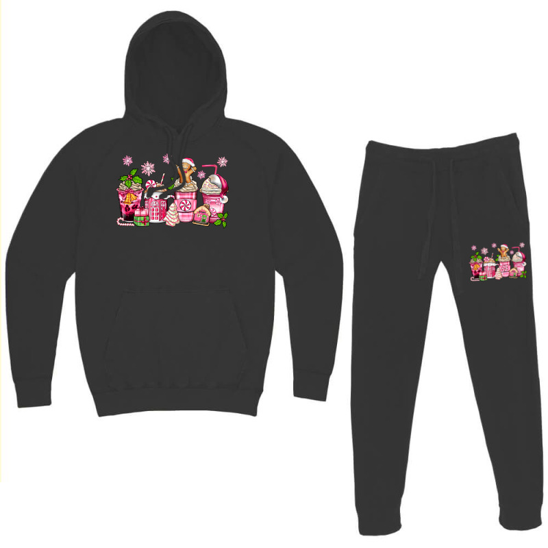 Pink Christmas Coffee Cups Hoodie & Jogger Set | Artistshot