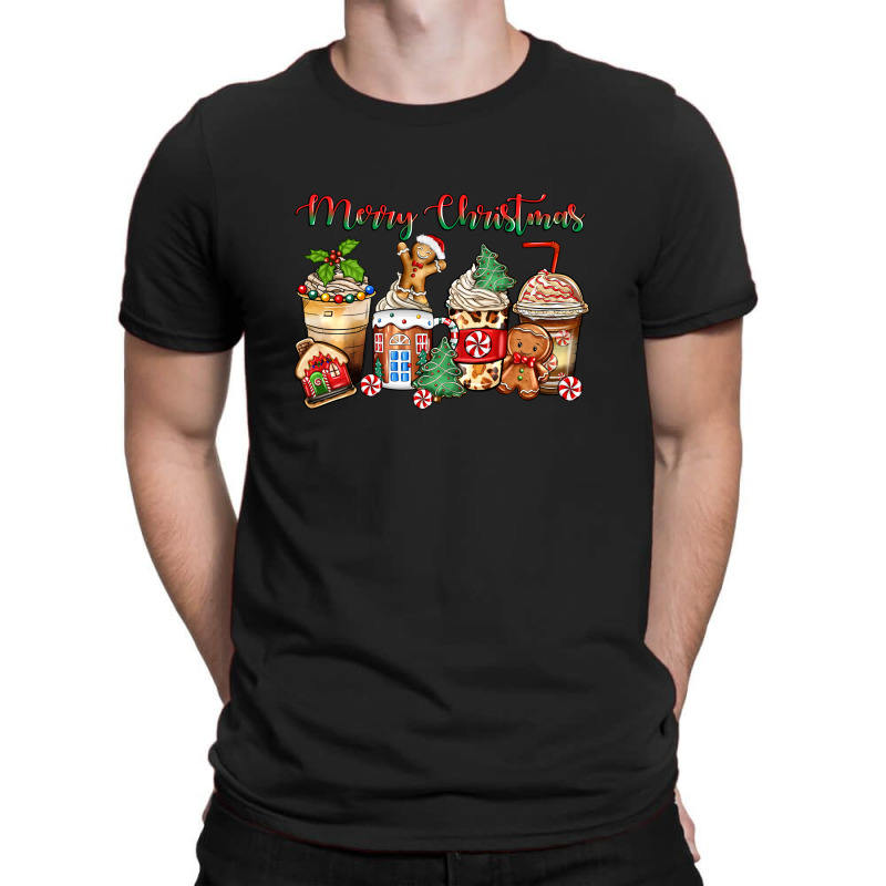 Merry Christmas Gingerbread Coffee Cups T-shirt | Artistshot