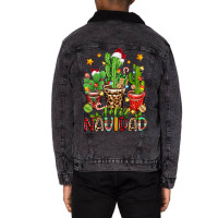 Christmas Cactus Feliz Navidad Unisex Sherpa-lined Denim Jacket | Artistshot