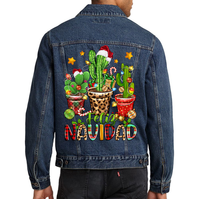 Christmas Cactus Feliz Navidad Men Denim Jacket | Artistshot