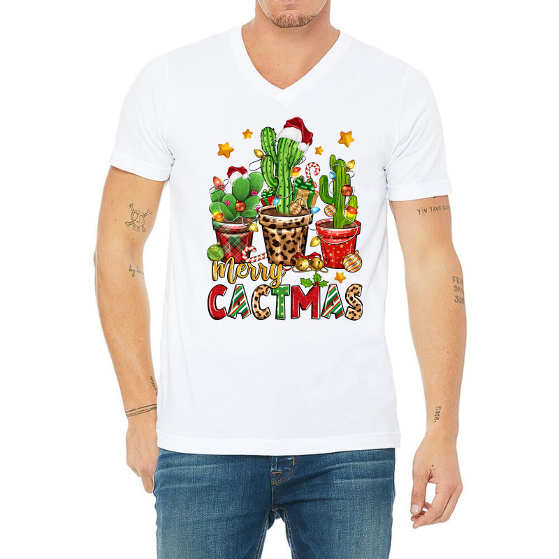 Christmas Cactus Merry Cactmas V-neck Tee | Artistshot