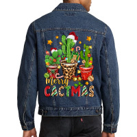 Christmas Cactus Merry Cactmas Men Denim Jacket | Artistshot