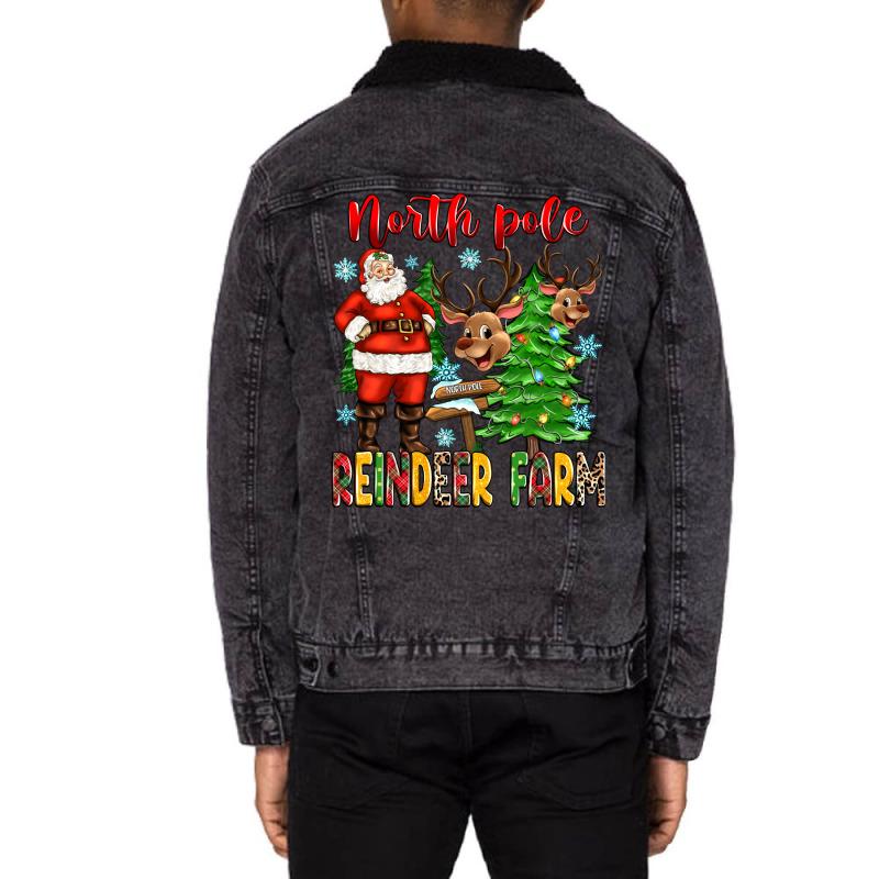 North Pole Reindeer Farm Unisex Sherpa-lined Denim Jacket | Artistshot