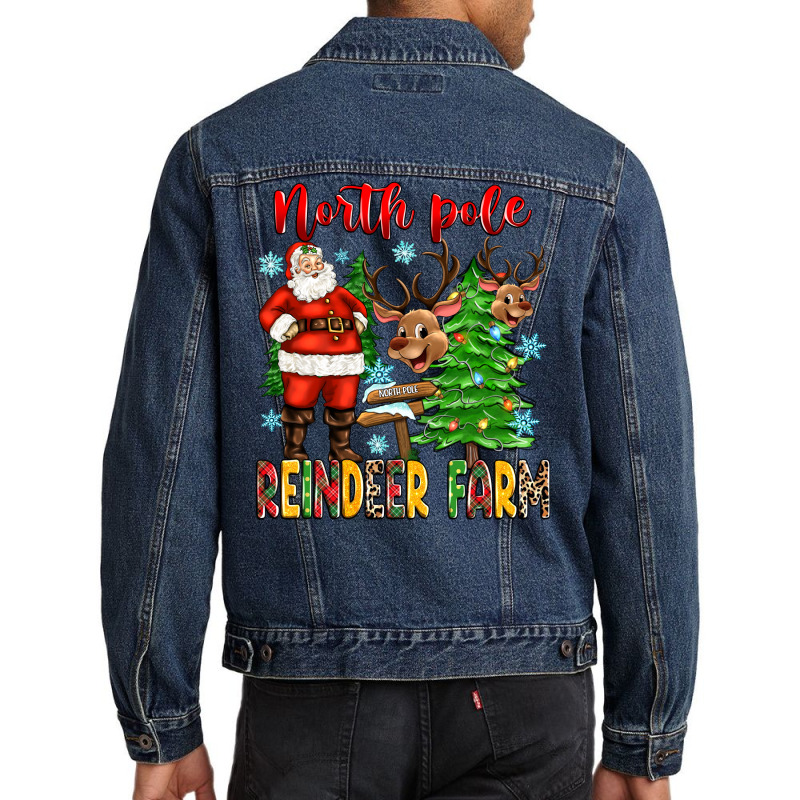 North Pole Reindeer Farm Men Denim Jacket | Artistshot