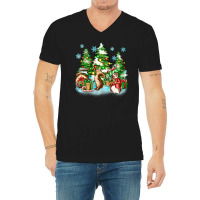 Christmas Rabbits V-neck Tee | Artistshot