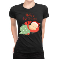 Baby's Fisrt Christmas Ladies Fitted T-shirt | Artistshot