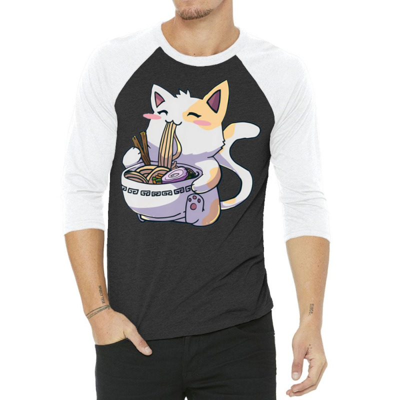 Noodles Cat Kawaii 3/4 Sleeve Shirt | Artistshot