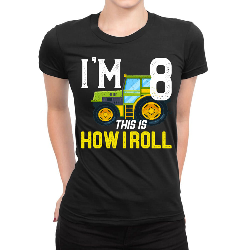 8 Years Old Tractor Farm Lovers Tee Birthday Ladies Fitted T-Shirt by binly | Artistshot