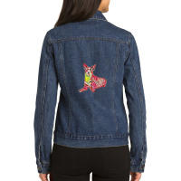 An Alert Border Collie Mix Br Ladies Denim Jacket | Artistshot