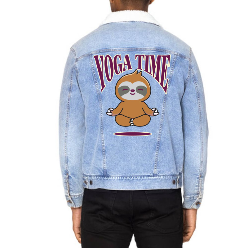 Sloth Yoga Time I Meditation Pilates Unisex Sherpa-Lined Denim Jacket by binly | Artistshot