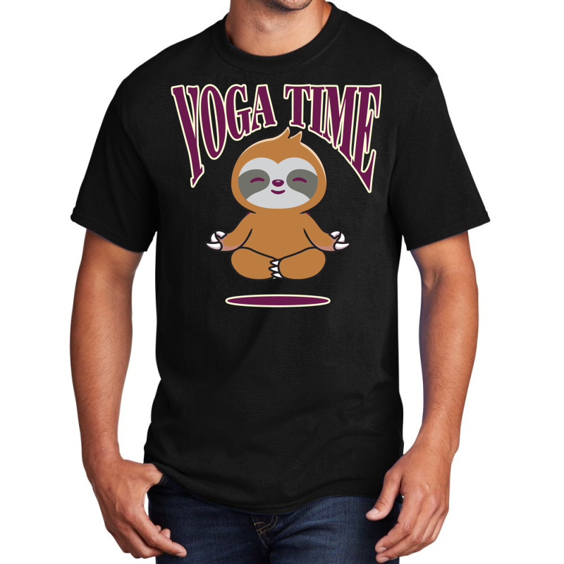 Sloth Yoga Time I Meditation Pilates Basic T-shirt by binly | Artistshot