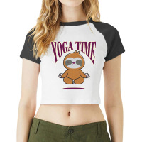 Sloth Yoga Time I Meditation Pilates Raglan Crop Top | Artistshot