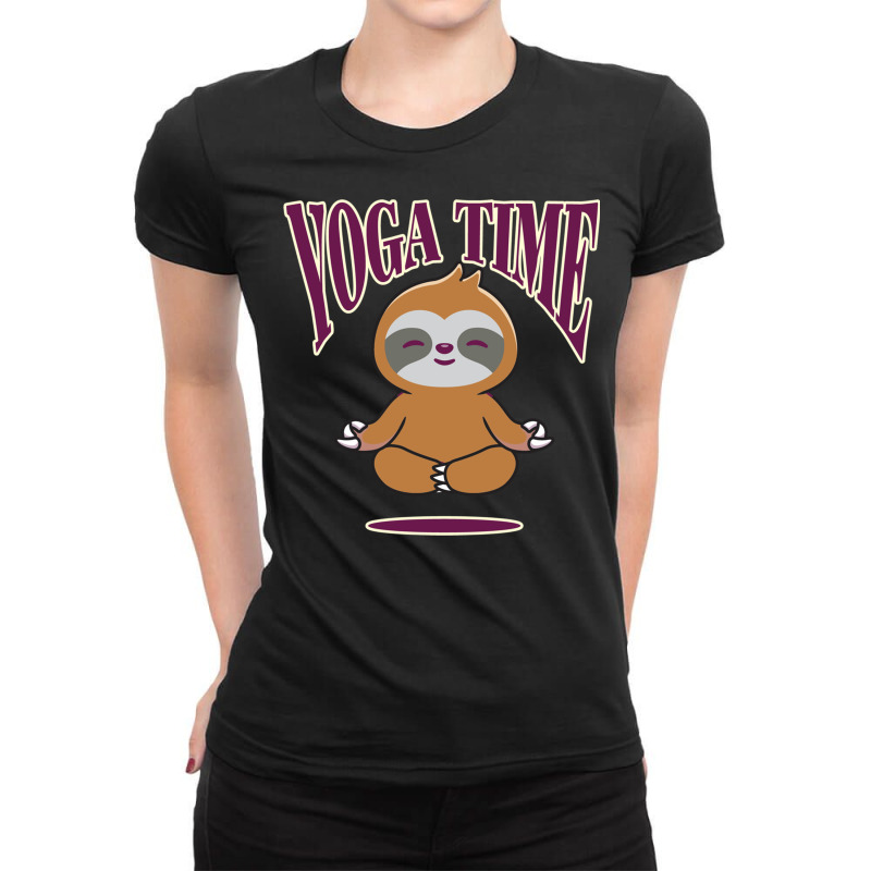 Sloth Yoga Time I Meditation Pilates Ladies Fitted T-Shirt by binly | Artistshot