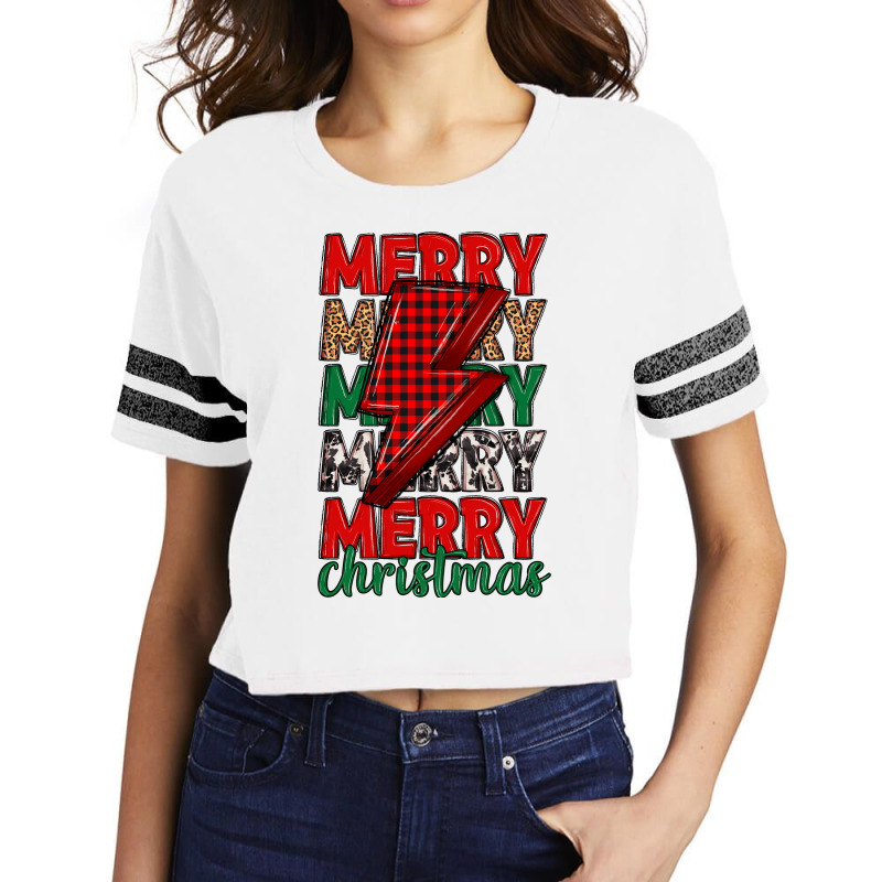 Merry Christmas Lightning Bolt Scorecard Crop Tee by MaliasSmallBusiness | Artistshot