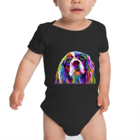 English Cocker Spaniel Art Portrait Dog Baby Bodysuit | Artistshot