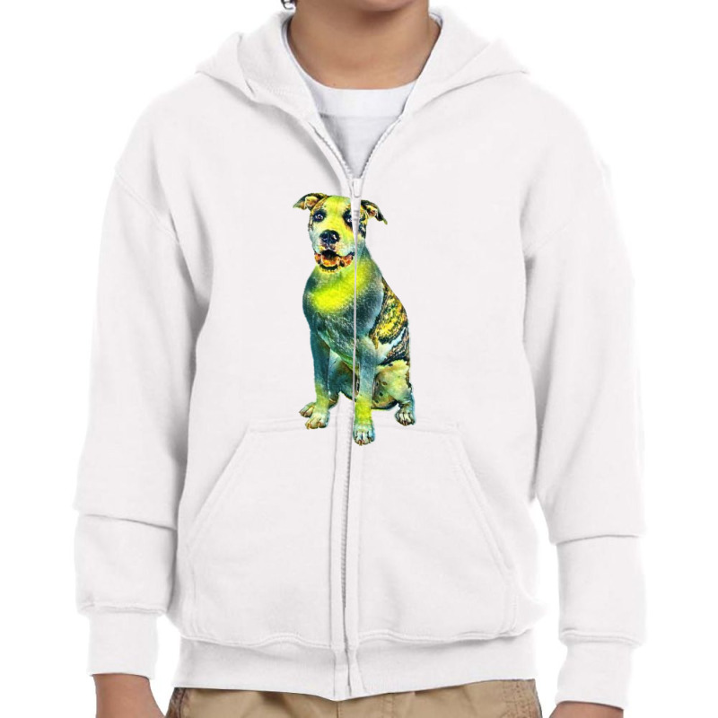 Smiling American Staffordshir Youth Zipper Hoodie by Kemnabi | Artistshot