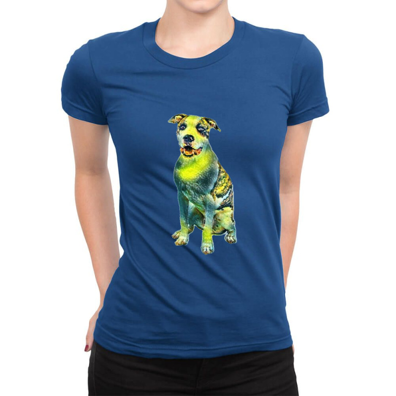 Smiling American Staffordshir Ladies Fitted T-Shirt by Kemnabi | Artistshot