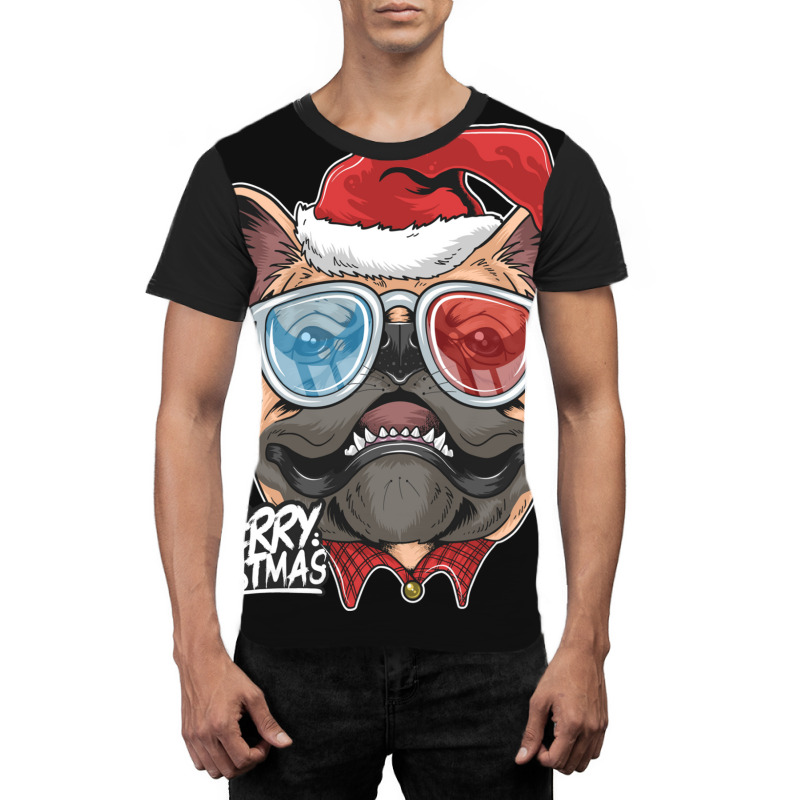 Pug Puppy Dog Santa Claus Christmas Cute Dog Face Graphic T-shirt | Artistshot