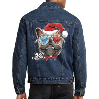 Pug Puppy Dog Santa Claus Christmas Cute Dog Face Men Denim Jacket | Artistshot