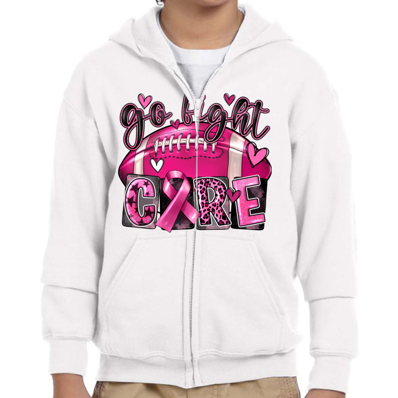 Go Fight Cure Football Youth Zipper Hoodie by FaDigitalArtStudio | Artistshot