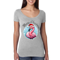 Pink Flamingo  - Merry Christmas Women's Triblend Scoop T-shirt | Artistshot