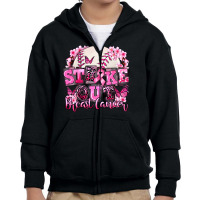 Strike Out Breast Cancer Baseball Youth Zipper Hoodie | Artistshot