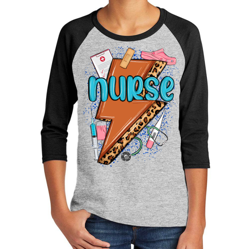 Nurse Lightning Bolt Youth 3/4 Sleeve by MaliasSmallBusiness | Artistshot