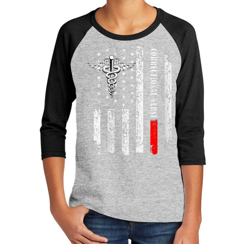 Womens Correctional Nurse American Flag Thin Line Nursing Men Women V Youth 3/4 Sleeve | Artistshot