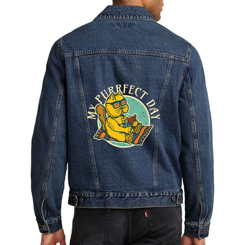 My Purrfect Day  Perfect Beach Day Men Denim Jacket | Artistshot