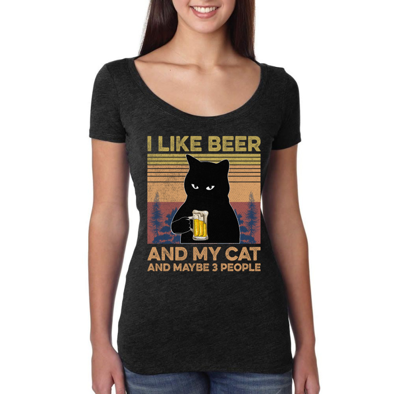 I Like Beer My Cat And Maybe 3 People Women's Triblend Scoop T-shirt by YenNgoc | Artistshot