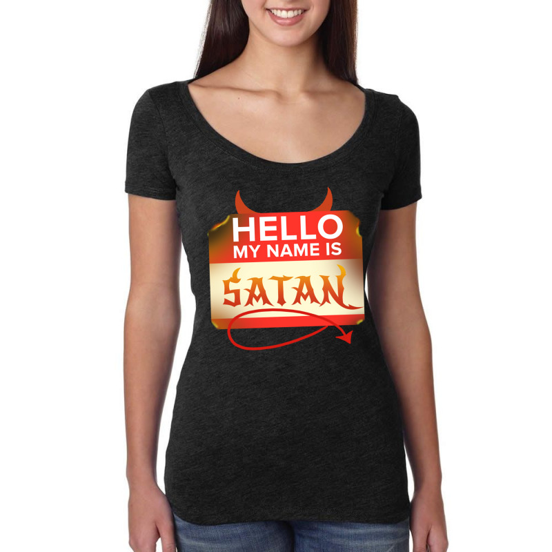 Hello My Name Is Satan For Halloween Women's Triblend Scoop T-shirt | Artistshot