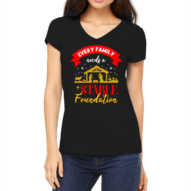 Every Family Needs A Stable Foundation For Christm Women's V-Neck T-Shirt by queerappear | Artistshot