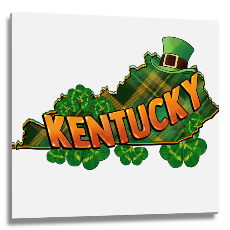 Kentucky Map St. Patrick's Day Metal Print Square | Artistshot