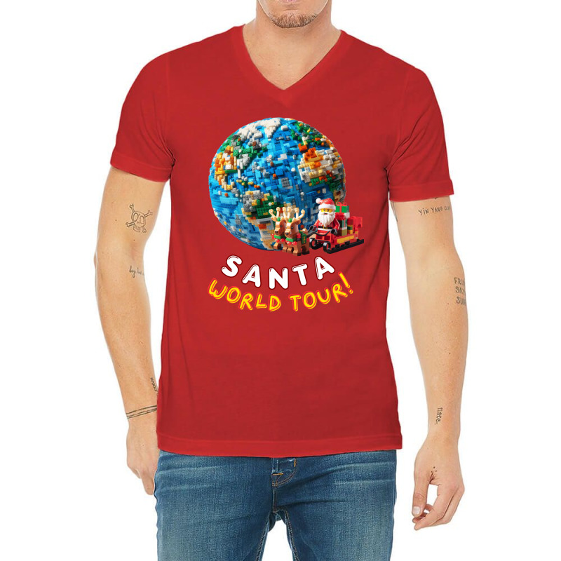 Santa World Tour V-neck Tee | Artistshot